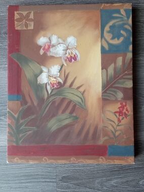 Floral Orchid Canvas Wall Art - White, Green, Red, Blue